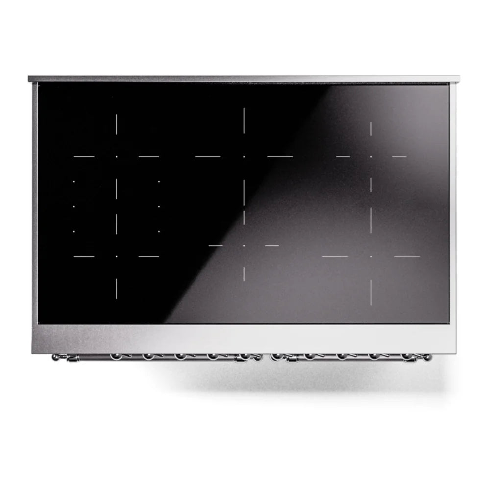 ILVE Nostalgie II 40" Induction Freestanding Range in Stainless Steel with Chrome Trim, UPDI406NMPSSC