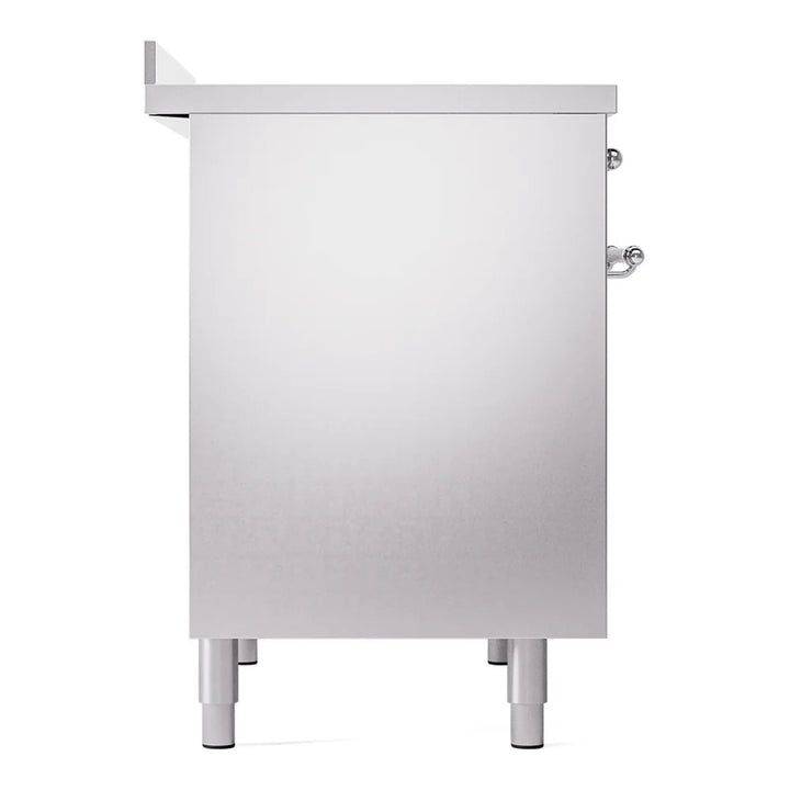 ILVE Nostalgie II 40" Induction Freestanding Range in Stainless Steel with Chrome Trim, UPDI406NMPSSC