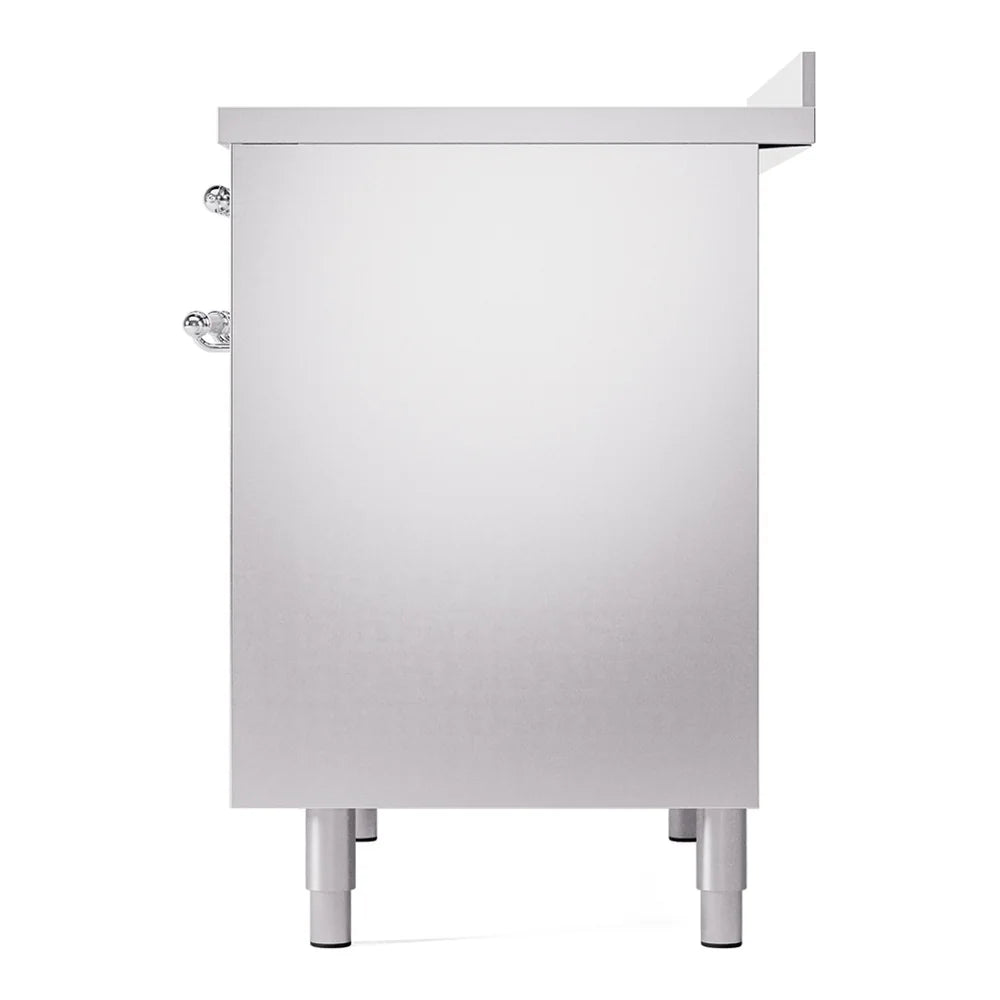 ILVE Nostalgie II 40" Induction Freestanding Range in Stainless Steel with Chrome Trim, UPDI406NMPSSC