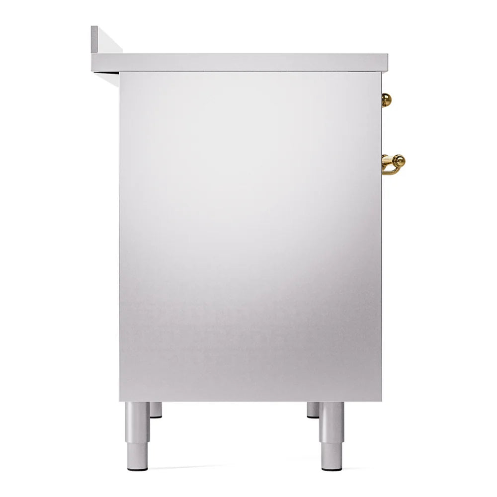 ILVE Nostalgie II 40" Induction Freestanding Range in Stainless Steel with Brass Trim, UPDI406NMPSSG