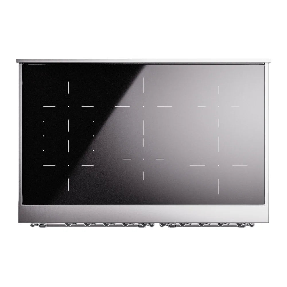 ILVE Nostalgie II 40" Induction Freestanding Range in White with Chrome Trim, UPDI406NMPWHC