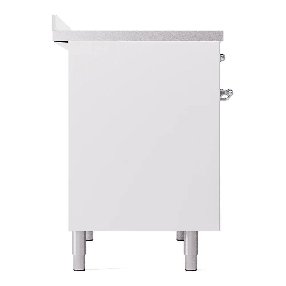 ILVE Nostalgie II 40" Induction Freestanding Range in White with Chrome Trim, UPDI406NMPWHC