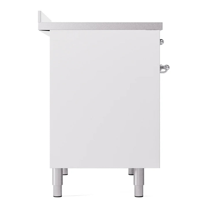ILVE Nostalgie II 40" Induction Freestanding Range in White with Chrome Trim, UPDI406NMPWHC