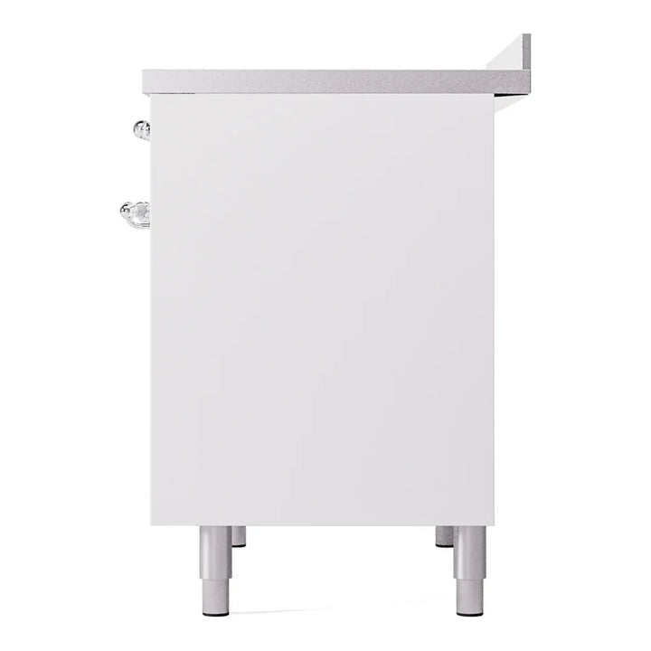 ILVE Nostalgie II 40" Induction Freestanding Range in White with Chrome Trim, UPDI406NMPWHC