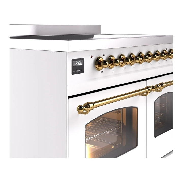 ILVE Nostalgie II 40" Electric Freestanding Range in White with Brass Trim, UPDI406NMPWHG
