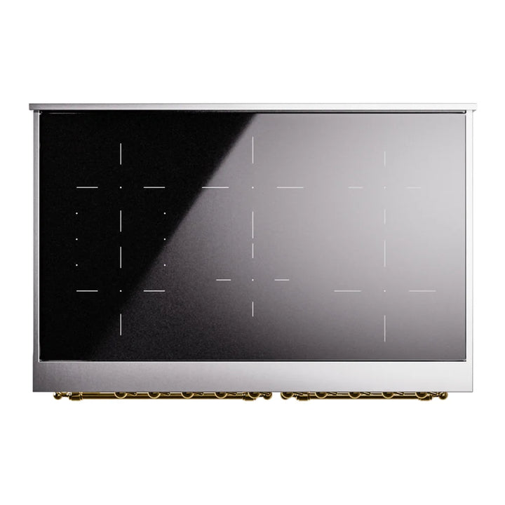 ILVE Nostalgie II 40" Electric Freestanding Range in White with Brass Trim, UPDI406NMPWHG