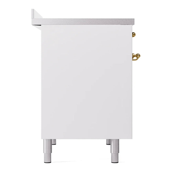 ILVE Nostalgie II 40" Electric Freestanding Range in White with Brass Trim, UPDI406NMPWHG