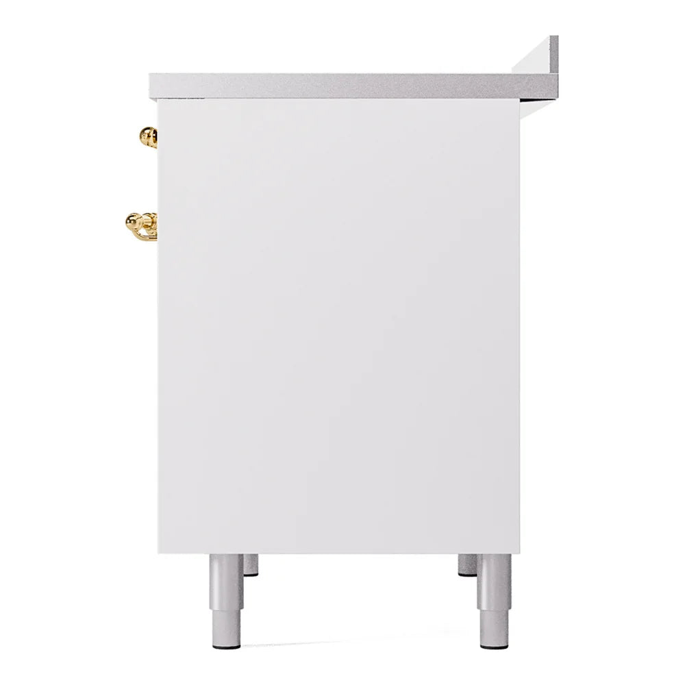 ILVE Nostalgie II 40" Electric Freestanding Range in White with Brass Trim, UPDI406NMPWHG