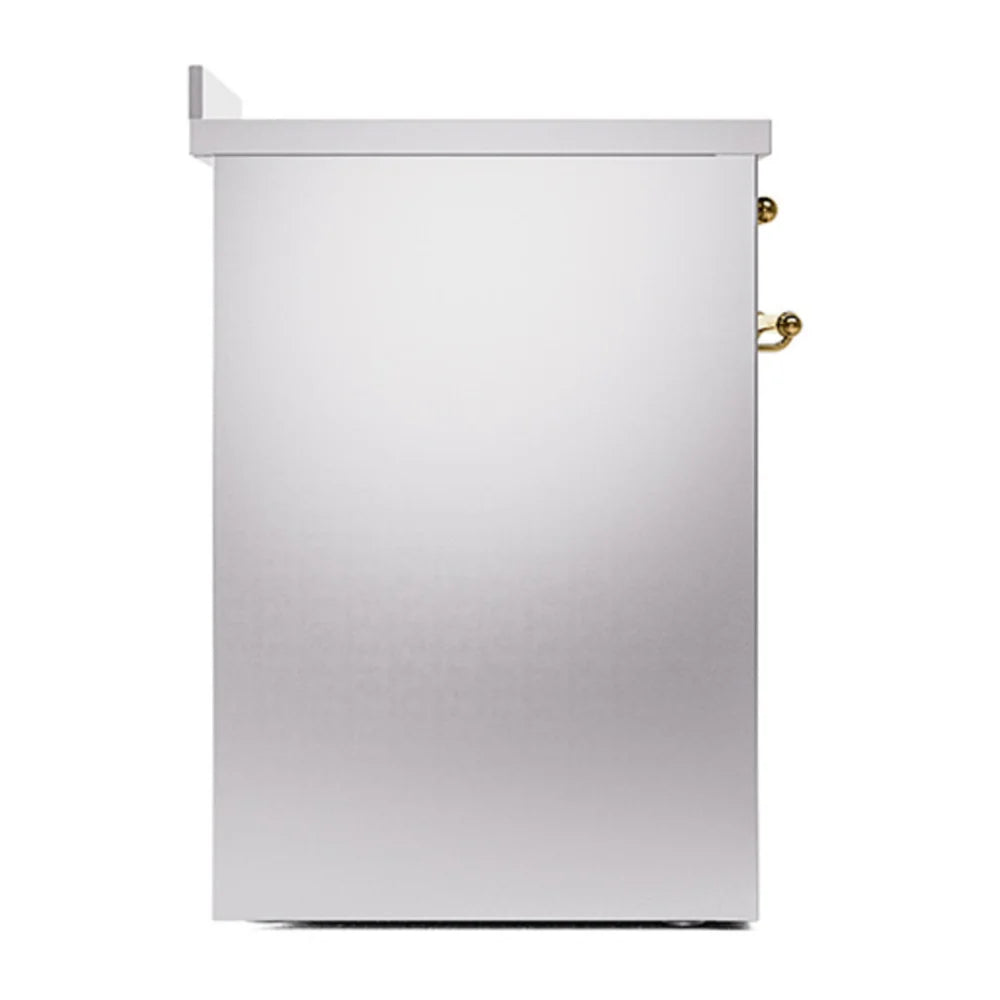 ILVE Nostalgie II 30" Induction Freestanding Range in Stainless Steel with Brass Trim, UPI304NMPSSG