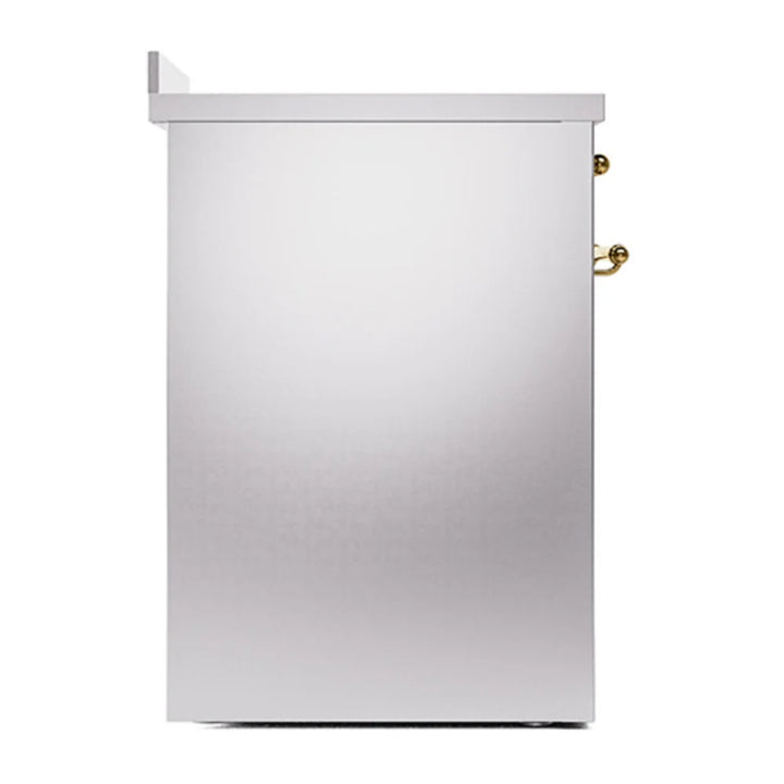 ILVE Nostalgie II 30" Induction Freestanding Range in Stainless Steel with Brass Trim, UPI304NMPSSG