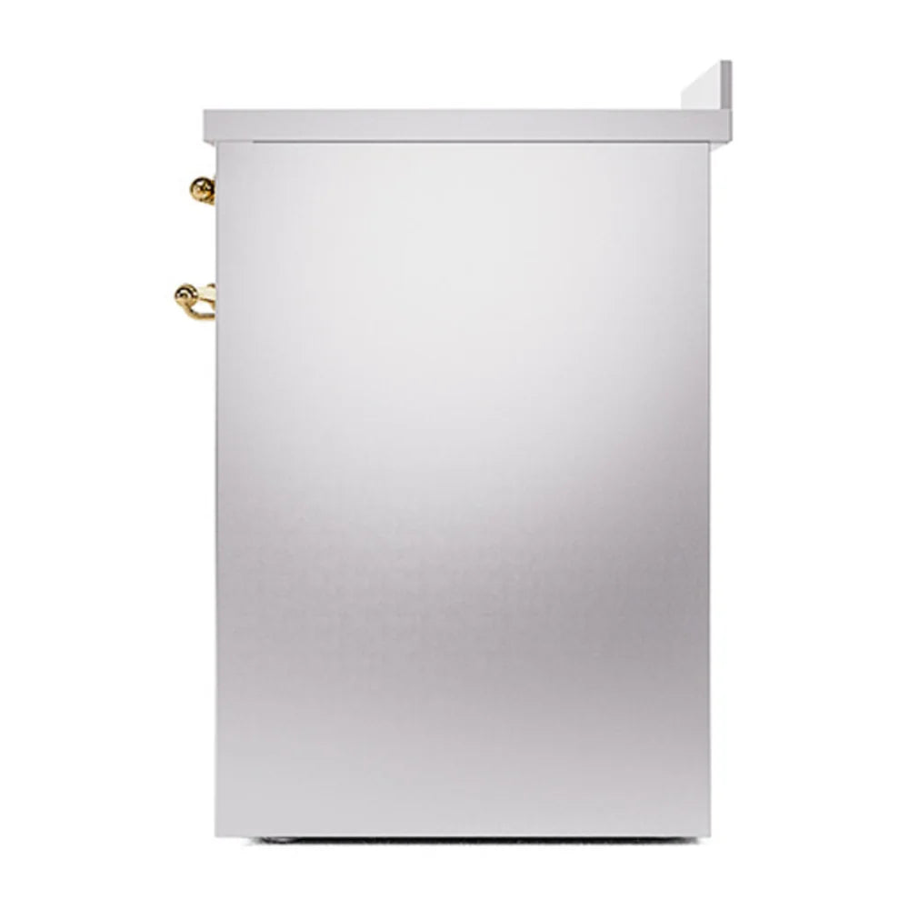 ILVE Nostalgie II 30" Induction Freestanding Range in Stainless Steel with Brass Trim, UPI304NMPSSG