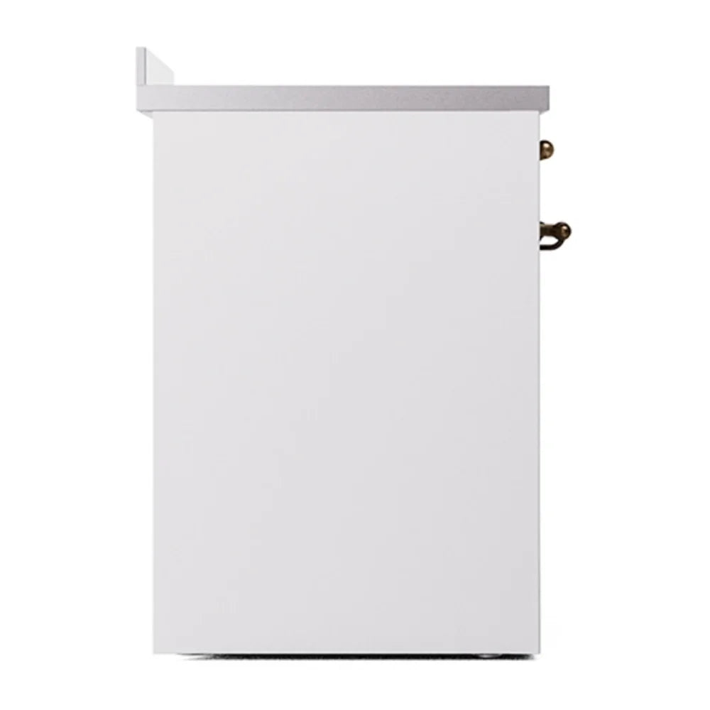 ILVE Nostalgie II 30" Induction Freestanding Range in White with Burnished Trim, UPI304NMPWHB