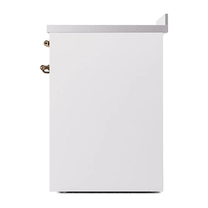 ILVE Nostalgie II 30" Induction Freestanding Range in White with Burnished Trim, UPI304NMPWHB