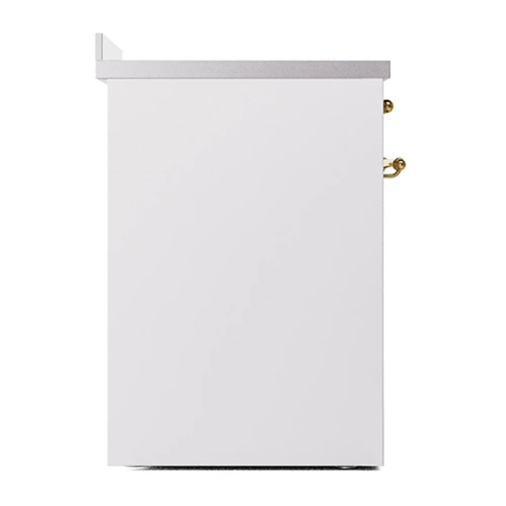 ILVE Nostalgie II 30" Induction Freestanding Range in White with Brass Trim, UPI304NMPWHG