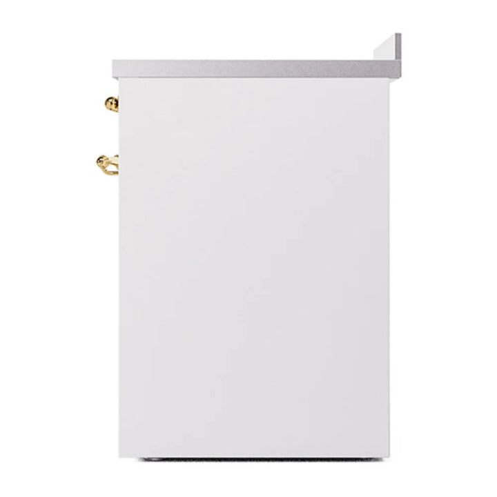 ILVE Nostalgie II 30" Induction Freestanding Range in White with Brass Trim, UPI304NMPWHG