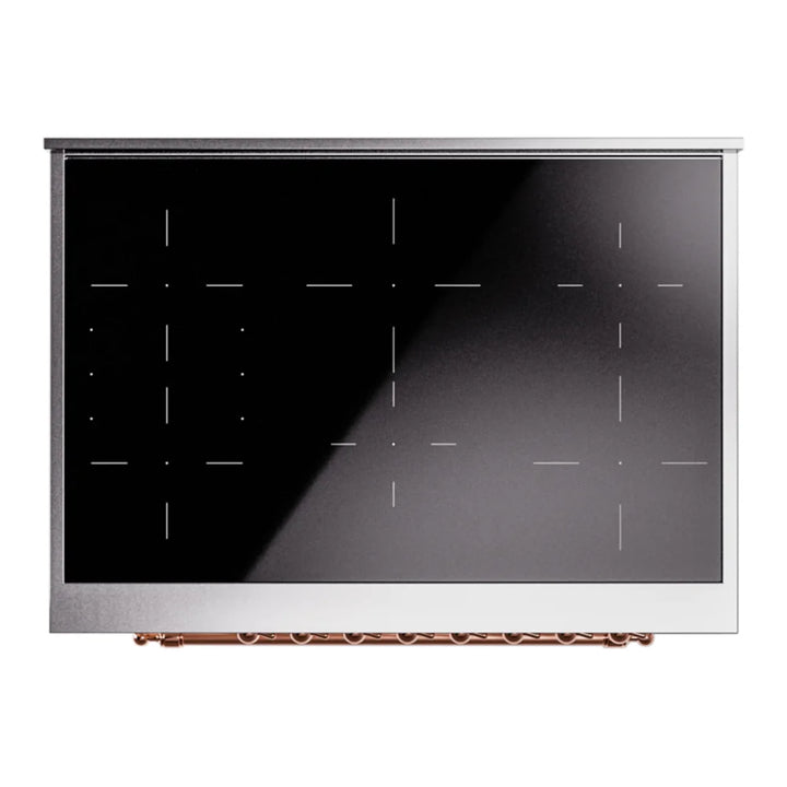 ILVE Nostalgie II 36" Induction Freestanding Range in Antique White with Brass Trim, UPI366NMPAWG
