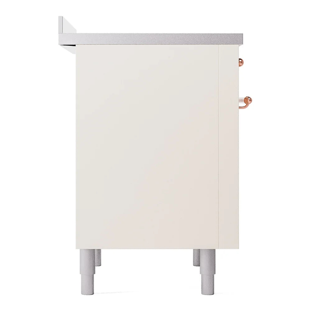 ILVE Nostalgie II 36" Induction Freestanding Range in Antique White with Brass Trim, UPI366NMPAWG