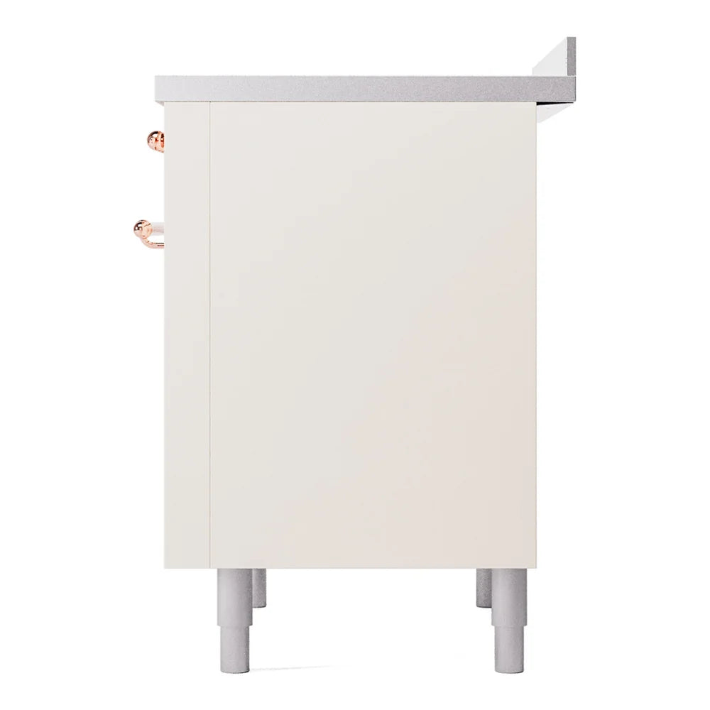 ILVE Nostalgie II 36" Induction Freestanding Range in Antique White with Brass Trim, UPI366NMPAWG