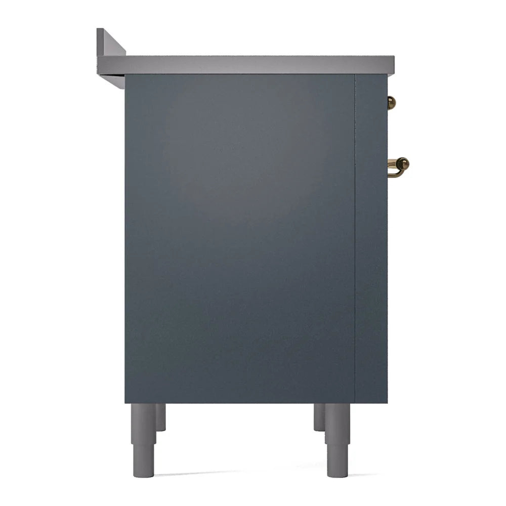 ILVE Nostalgie II 36" Induction Freestanding Range in Blue Grey with Brass Trim, UPI366NMPBGG