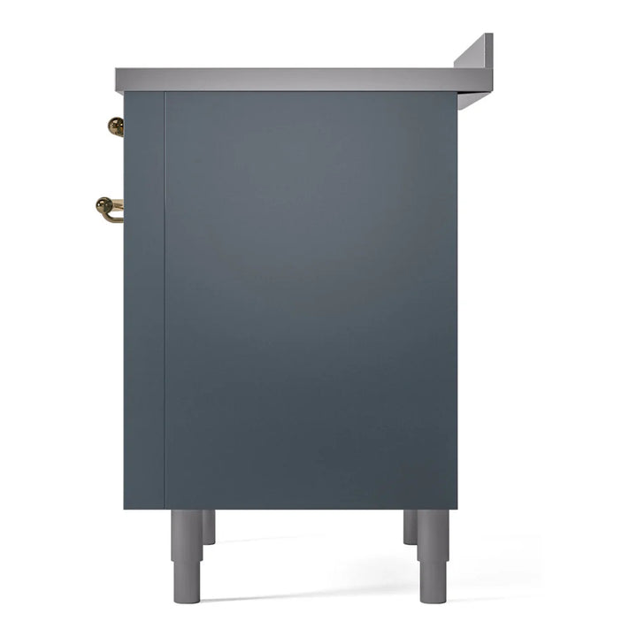 ILVE Nostalgie II 36" Induction Freestanding Range in Blue Grey with Brass Trim, UPI366NMPBGG