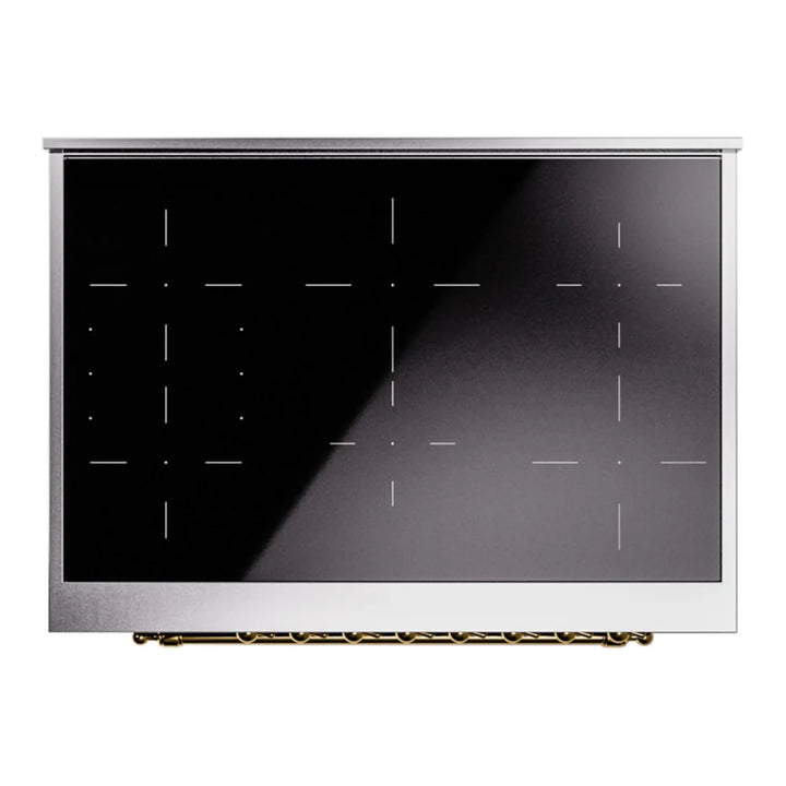 ILVE Nostalgie II 36" Induction Freestanding Range in Glossy Black with Brass Trim, UPI366NMPBKG