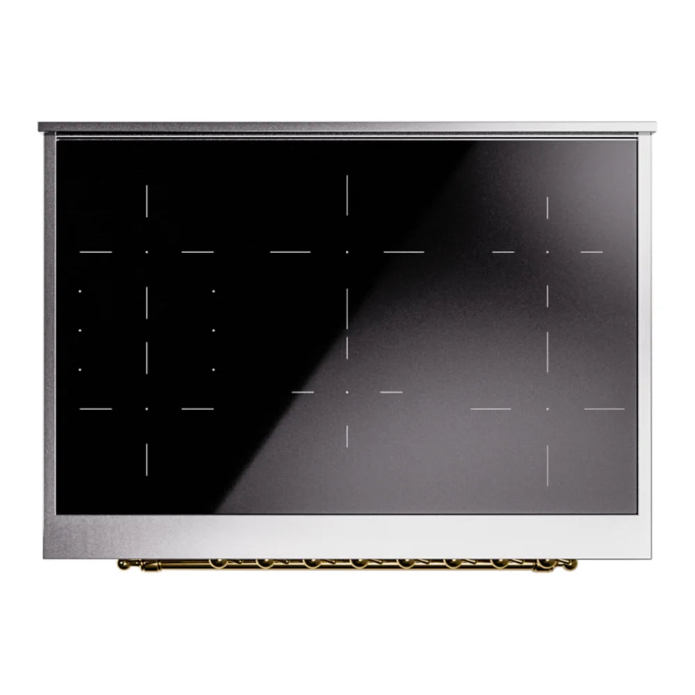ILVE Nostalgie II 36" Induction Freestanding Range in Stainless Steel with Brass Trim, UPI366NMPSSG