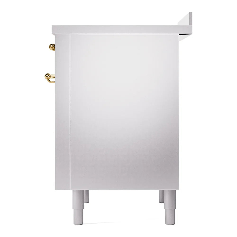 ILVE Nostalgie II 36" Induction Freestanding Range in Stainless Steel with Brass Trim, UPI366NMPSSG