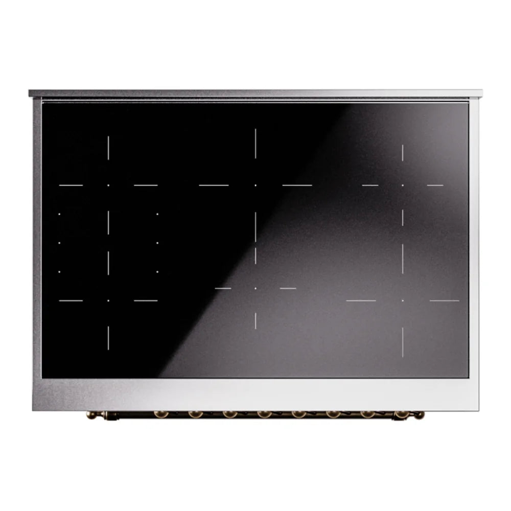 ILVE Nostalgie II 36" Induction Freestanding Range in White with Burnished Trim, UPI366NMPWHB