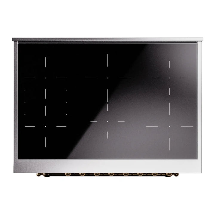 ILVE Nostalgie II 36" Induction Freestanding Range in White with Burnished Trim, UPI366NMPWHB