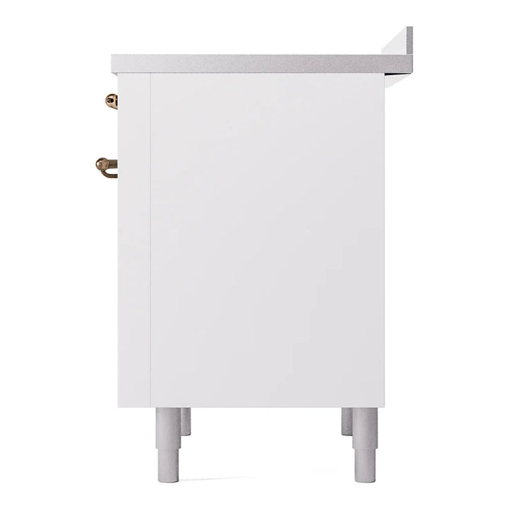 ILVE Nostalgie II 36" Induction Freestanding Range in White with Burnished Trim, UPI366NMPWHB