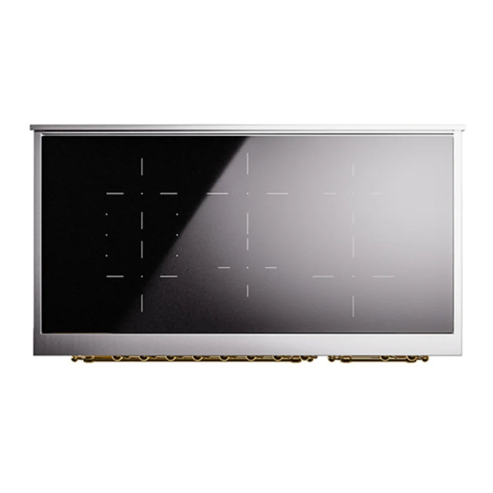 ILVE Nostalgie II 48" Induction Freestanding Range in Antique White with Brass Trim, UPI486NMPAWG