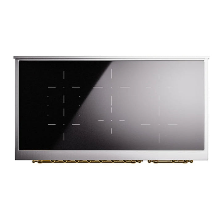 ILVE Nostalgie II 48" Induction Freestanding Range in Antique White with Brass Trim, UPI486NMPAWG