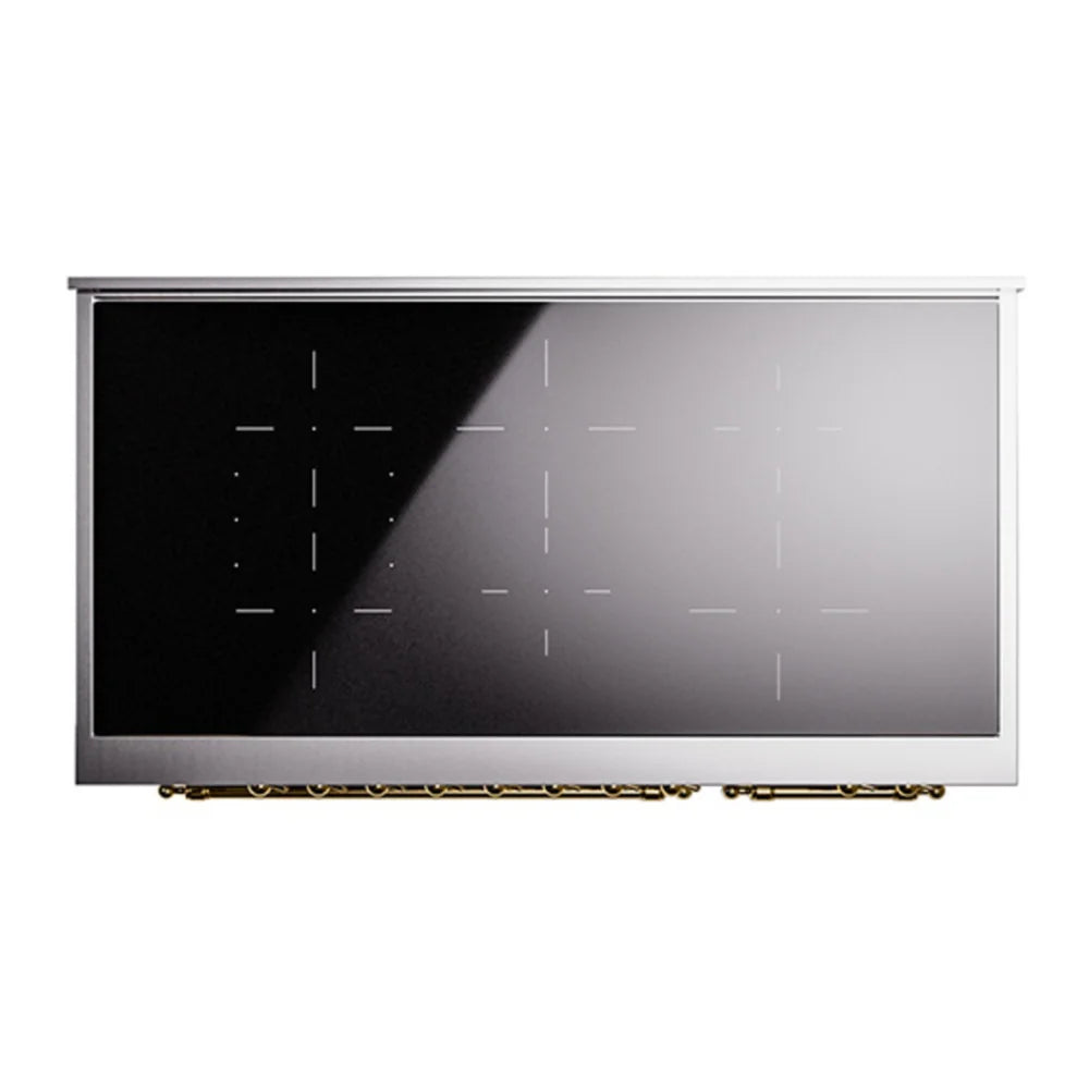 ILVE Nostalgie II 48" Induction Freestanding Range in Stainless Steel with Brass Trim, UPI486NMPSSG